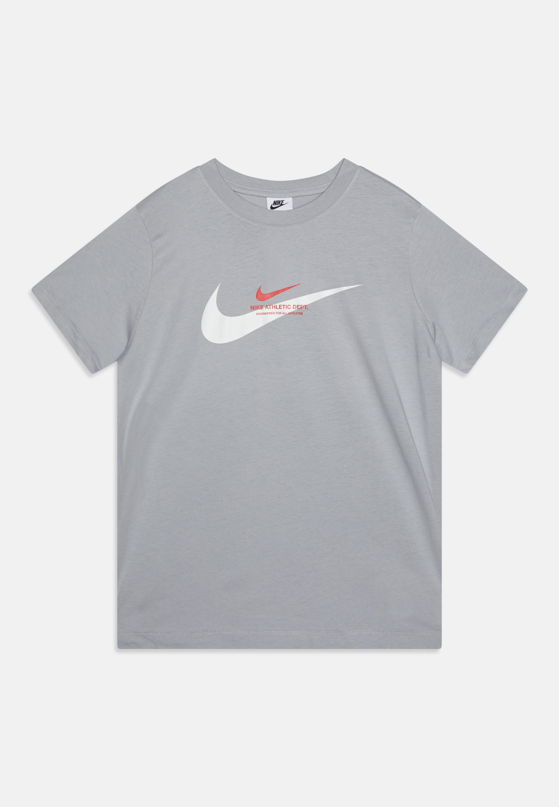 gray and red nike shirt