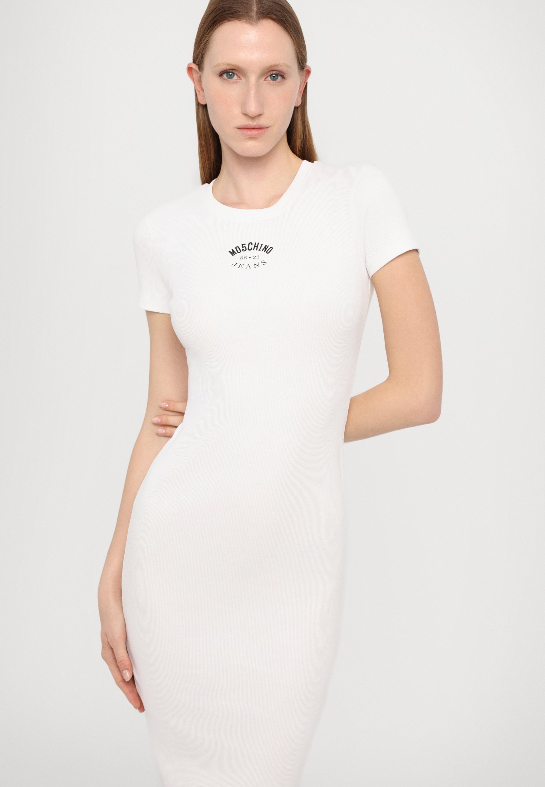 ワンピース MOSCHINO JEANS Woman Dress White Printed cotton jersey dress Moschino Jeans | Moschino