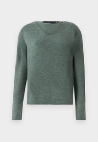 VMCREWLEFILE VNECK  - Neule - balsam green melange