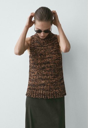 FLECKED HALTER  - Top - mottled dark brown