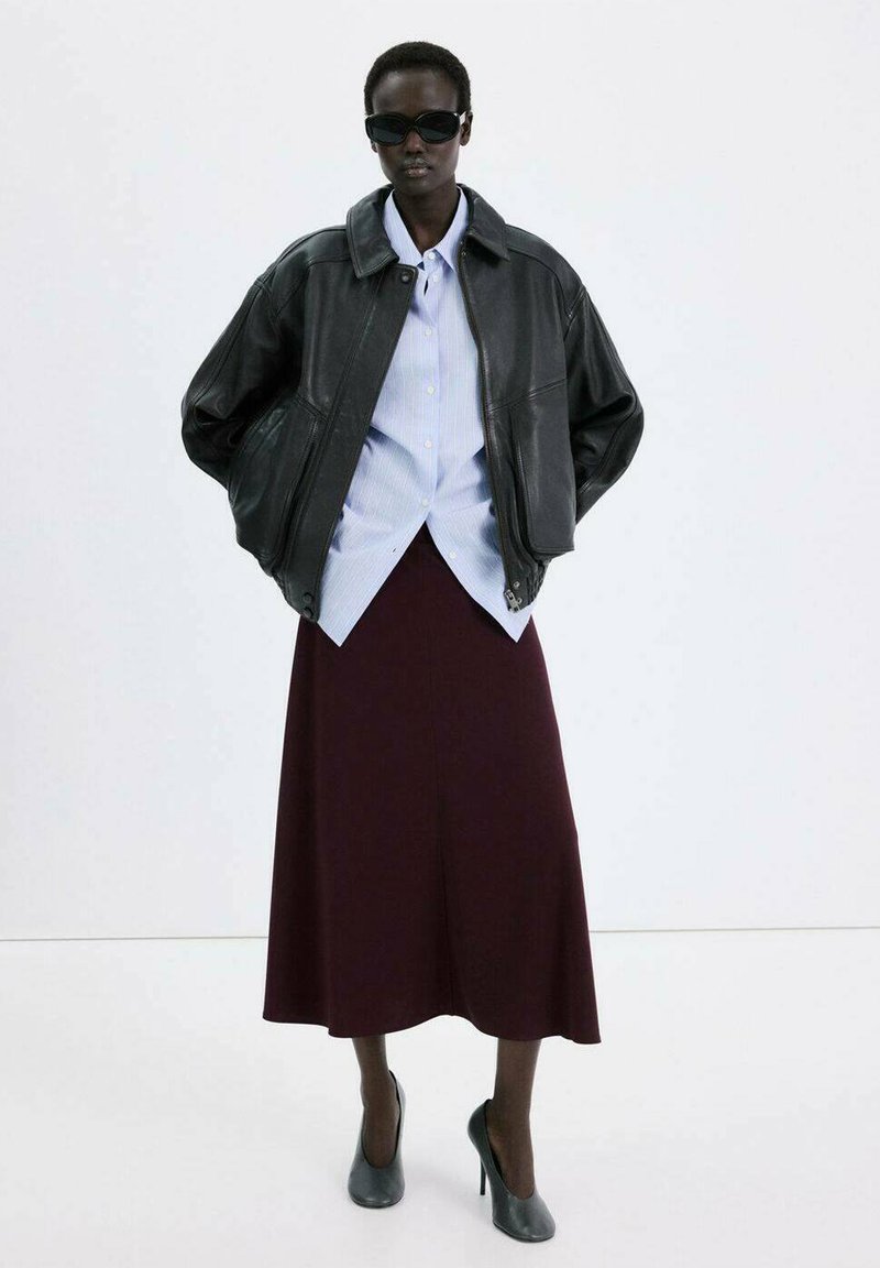 Gonna Estiva Maxi Yincro Donna - A Pieghe, Vita Alta, Con Tasche, Colore Fiore Vino Rosso, Taglia S, Chiffon Leggero - copertina