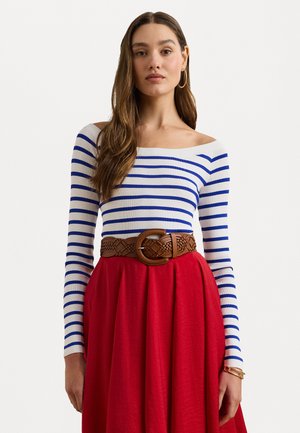 STRIPED BALLET NECK SWEATER - Jumper - white/new sapphire