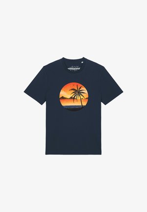 watapparel, SUNSET ON PALM BEACH UNISEX - T-Shirt print - french navy