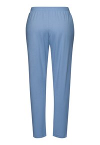 Lichtblauwe, elastische broek met een gladde textuur, rechte pijpdesign en geen zichtbare zakken. Ideaal voor casual wear.