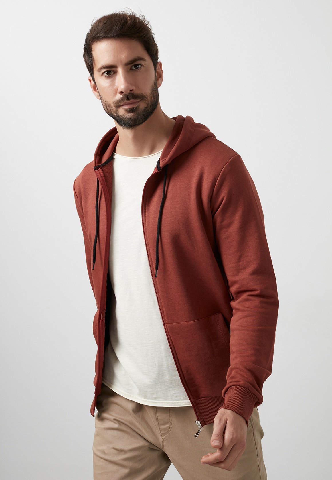 Buratti SLIM FIT - Sudadera con cremallera - brick red/rojo claro -  Zalando.es
