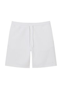 Shorts en coton blanc avec taille élastique, cordon de serrage et un discret logo de marque sur l'ourlet. Design simple avec des jambes droites.