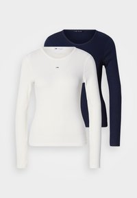 SLIM ESSENTIAL 2 PACK  - Tops ar garām piedurknēm - ecru/dark night navy