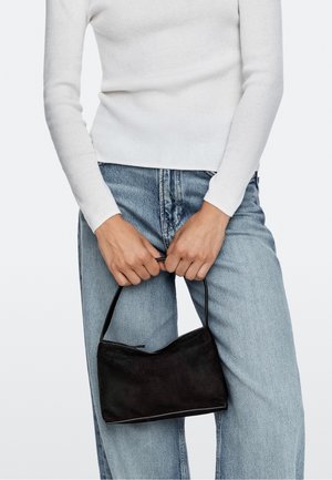 Massimo Dutti, SMALL SPLIT SUEDE GOATSKIN SHOULDER BAG - Handbag - dark brown