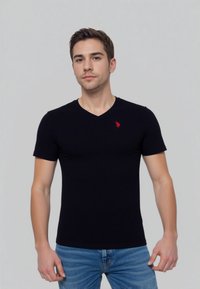 U.S. Polo Assn. 2 PACK SHORTSLEEVE V-NECK - T-shirt basic - grau