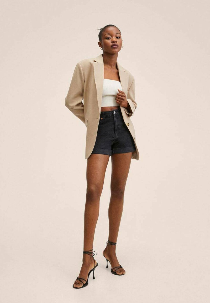 Damen Skinny | Mango MOM Jeans Shorts black denim - YW97057 Damen Skinny | Mango MOM Jeans Shorts black denim - YW97057