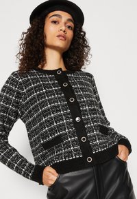 VILA VIAUDREY CHECK - Cardigan - black/white
