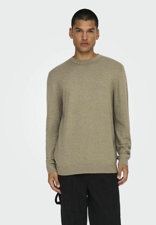 NORMAL GESCHNITTEN RUNDHALSAUSSCHNITT  - Strickpullover - desert taupe