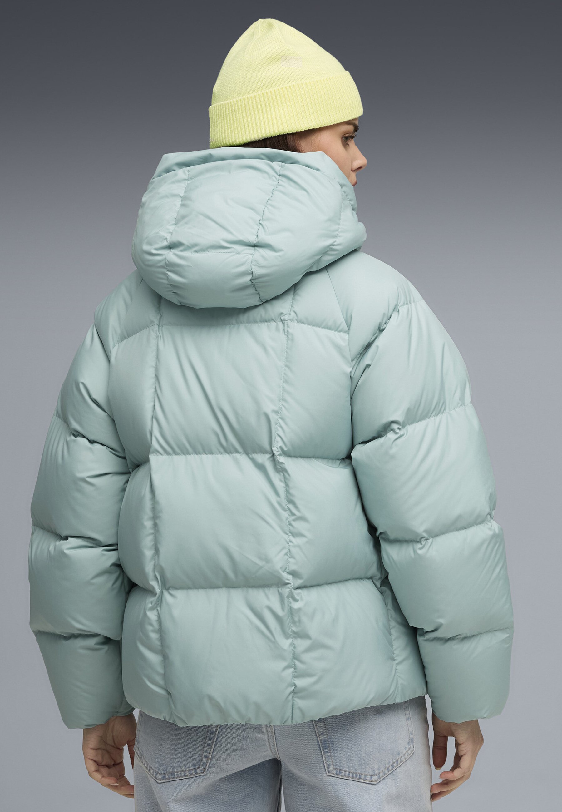 Puma PUFFER MIT KAPUZE - Down jacket - light moss/mint - Zalando