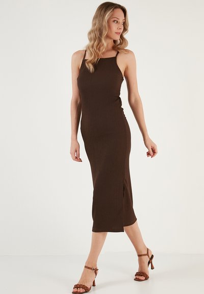 Osminda Knitted Cut Out Dress Brown