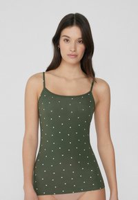 Tezenis MIT RUNDEM AUSSCHNITT - Top - grün y military green stampa polka dot