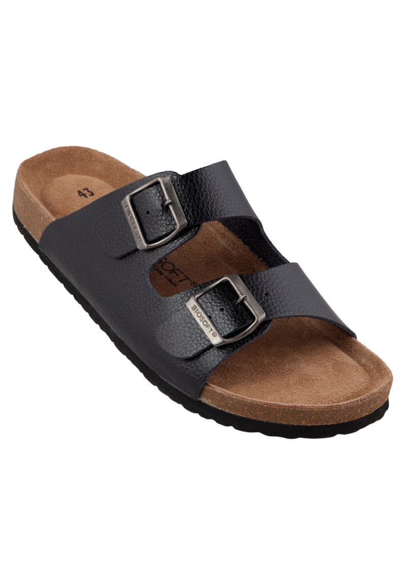 Herren Sandalen | BIOSOFT TOM Pantolette flach schwarz - AX42602 Herren Sandalen | BIOSOFT TOM Pantolette flach schwarz - AX42602