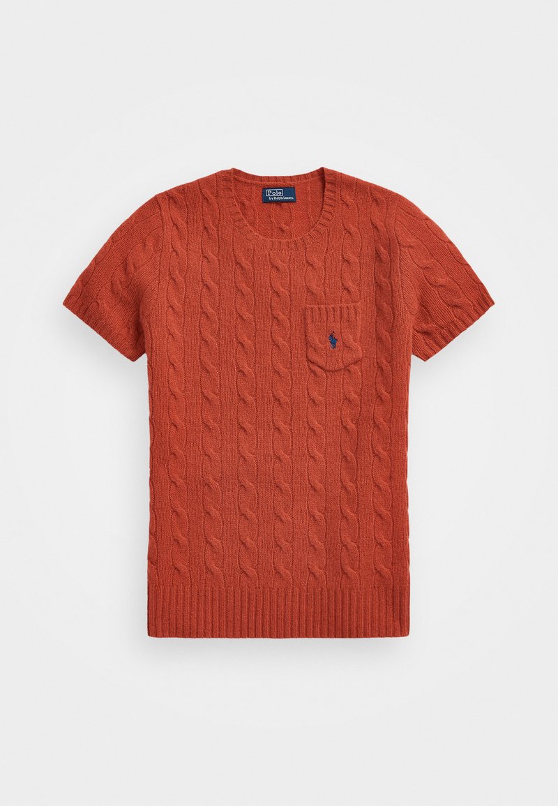 Polo Ralph Lauren - CABLE WOOL CASHMERE SHORT SLEEVE JUMPER - T-shirts - faded red, Forstørre