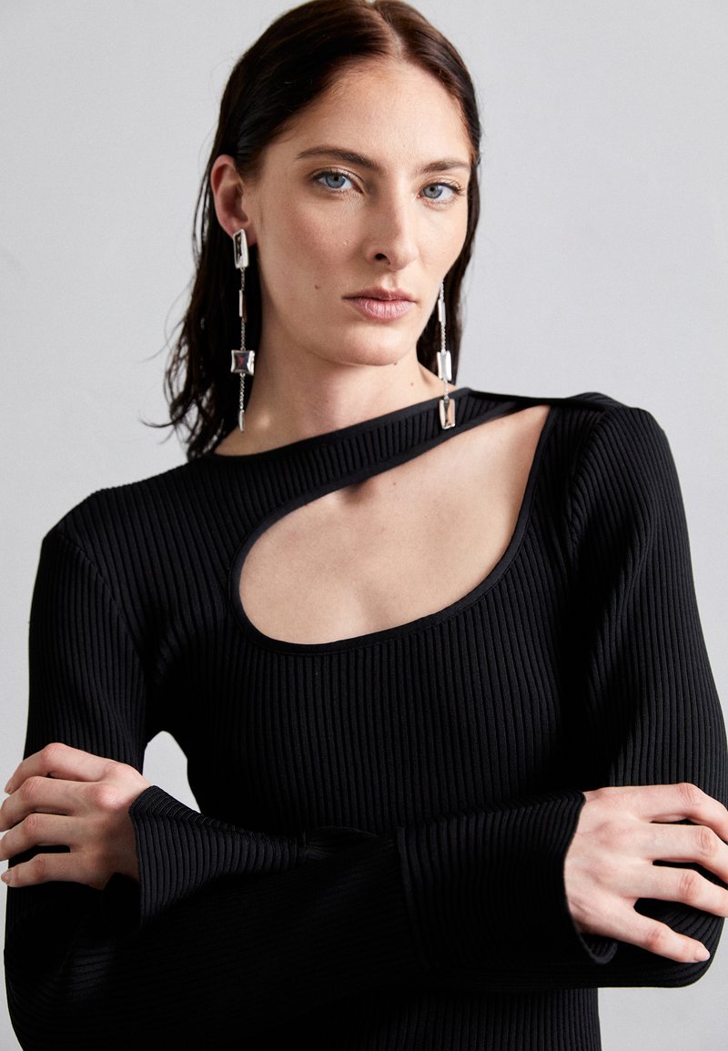 David Koma CHEST CUTOUT FLOUNCE HEM MINI DRESS - Cocktail dress / Party  dress - black - Zalando.ie