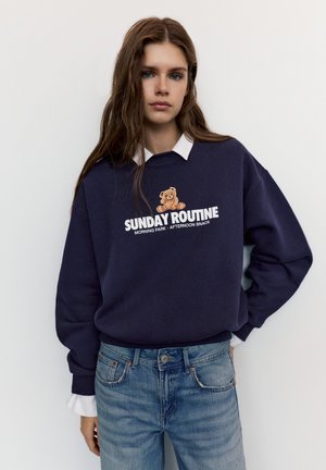 PULL&BEAR, BEAR GRAPHIC - SWEATSHIRT - Sweatshirt - dark blue