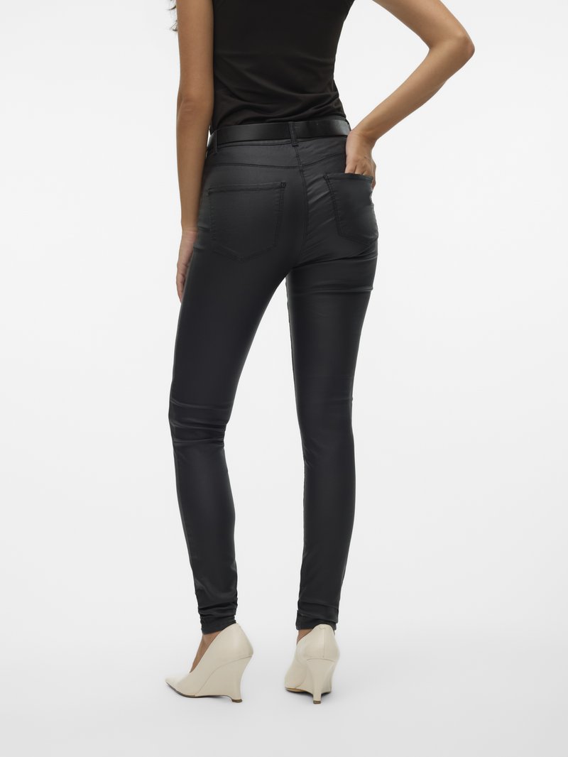 Bestseller A/S VMSCARLET MR SK Flared Coated Pants NOOS broek, Black/Detail: Coated, L/34, Black/Detail:coated, (L) W x 34L