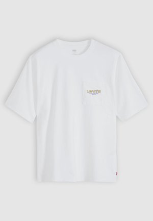 T-shirt en coton blanc à manches courtes, col rond, poche avant avec logo "Levi's" multicolore. Texture douce.