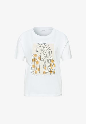 Street One Studio, T-SHIRT WITH ROUND NECK AND FRONT PRINT, biały