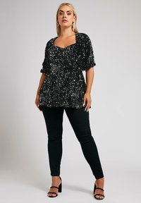 Yours Clothing SEQUIN - Blouse - black