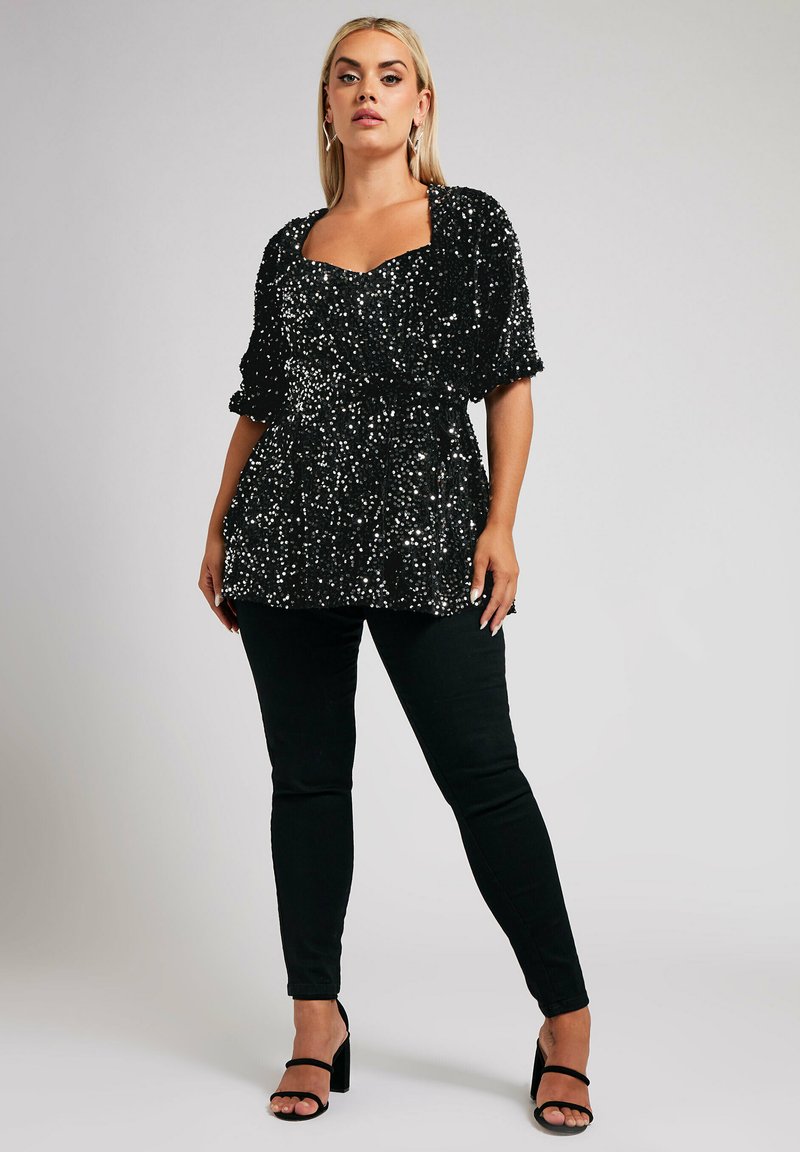 Yours Clothing SEQUIN - Blouse - black
