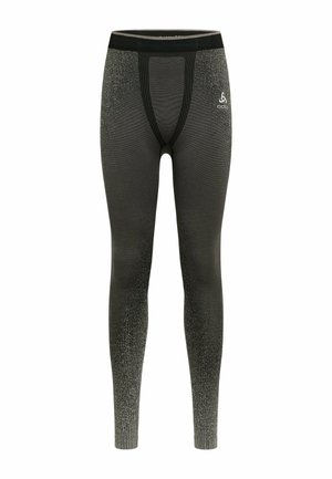 Leggings de sport noirs avec un dégradé texturé, présentant un design ajusté et une taille renforcée. Le matériau semble extensible et respirant.
