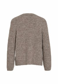 Brūns, masīvs adījums džemperis ar nedaudz pārmērīgu piegriezumu, apaļu kakla izgriezumu un garām piedurknēm. Strukturēts audums ar maigu izskatu.