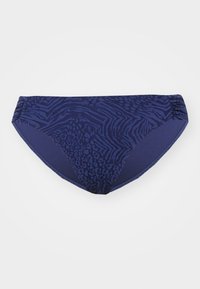 Μπικίνι κάτω μέρος σε σκούρο μπλε χρώμα με υφή ζώου. Διαθέτει ελαστικές πλευρές και απαλό, λείο ύφασμα.