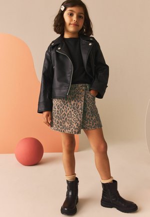 REGULAR FIT - Jeans Shorts - leopard print