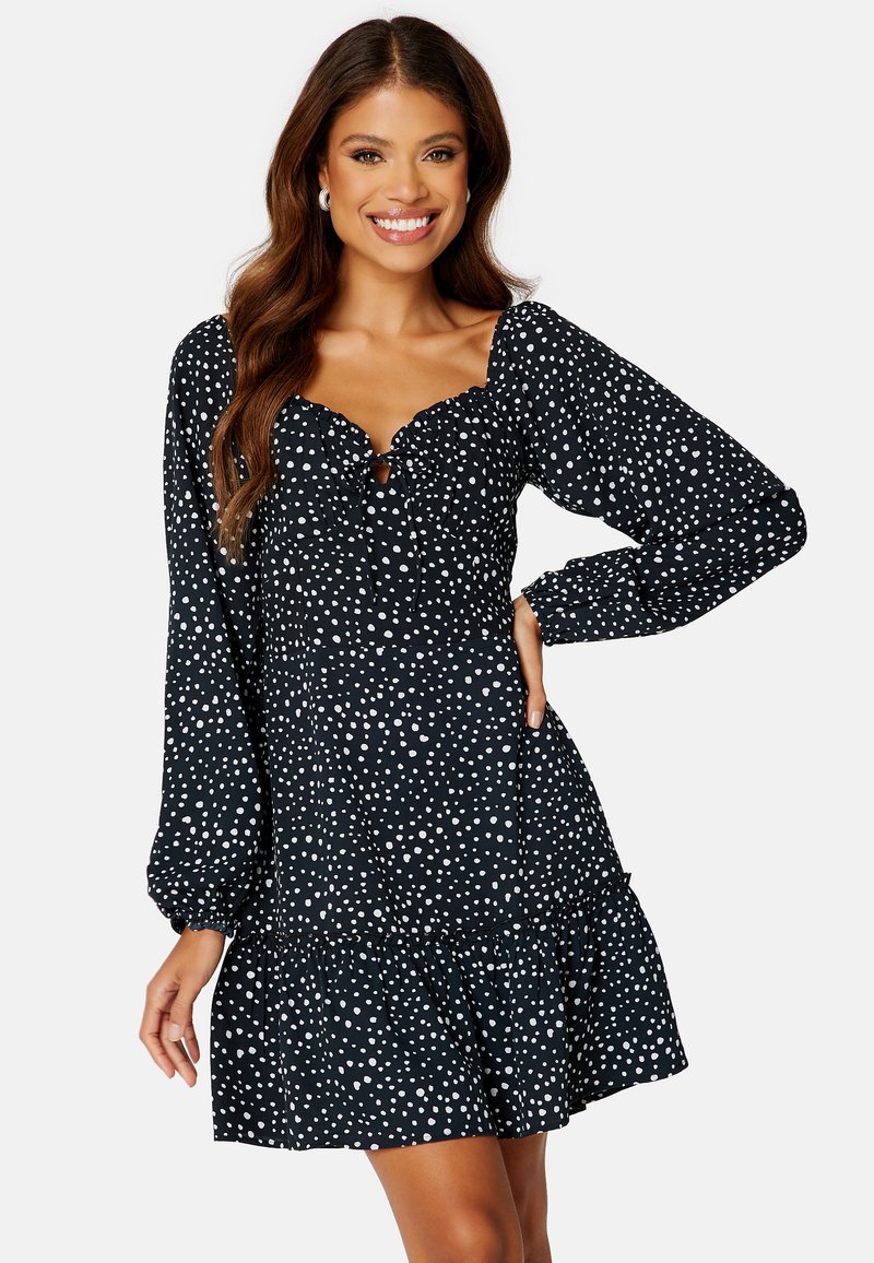 Bubbleroom RUCHED CUPS L/S SHORT FRILL DRESS - Vestito casual - black
