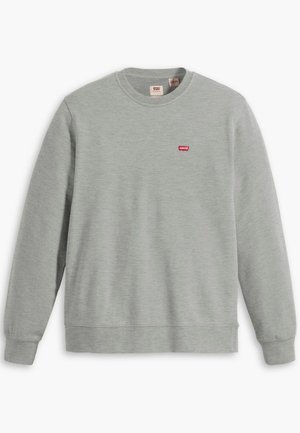 Gray sweatshirt made of soft fabric. Features a crew neckline and long sleeves. Displays a small red Levi's logo on the chest.