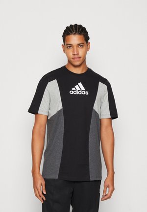 adidas Sportswear Print T-shirt - black/dark grey heather