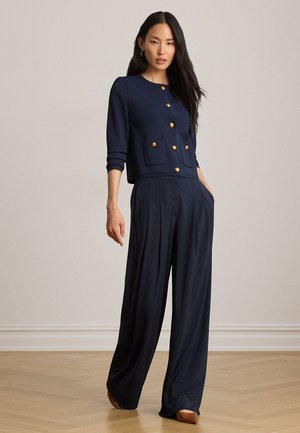 Lauren Ralph Lauren PLEATED STRETCH JERSEY WIDE-LEG PANT - Broek - navy