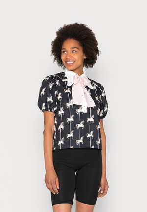 CAROUSEL RETRO COLLAR BLOUSE SHORT SLEEVES - Blouse - black