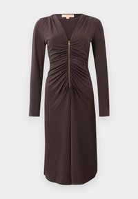 ZIP RUCH MIDI DRESS - Vestito di maglina - chocolate