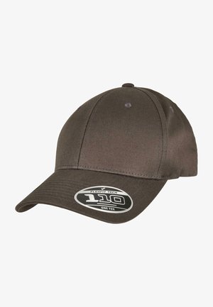 Sötétszürke baseballsapka, strukturált dizájnnal, ívelt karimával és szövettextúrával. Az elején bal oldalon egy logó matrica található.