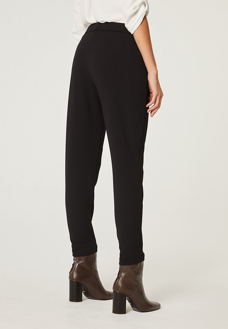 RECTO MUJER PUNTO CINTURA ELÁSTICA - Pantalones - Black/negro - Zalando.es