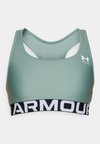 HeatGear Mid Branded - Vidutiniškai krūtinę prilaikanti sportinė liemenėlė - silica green/white