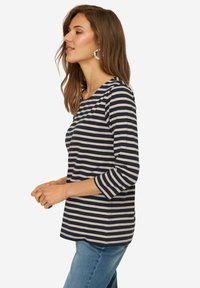 LAURASØN REGULAR FIT RINGEL RUNDHALS 3/4-ÄRMEL - Langarmshirt - black