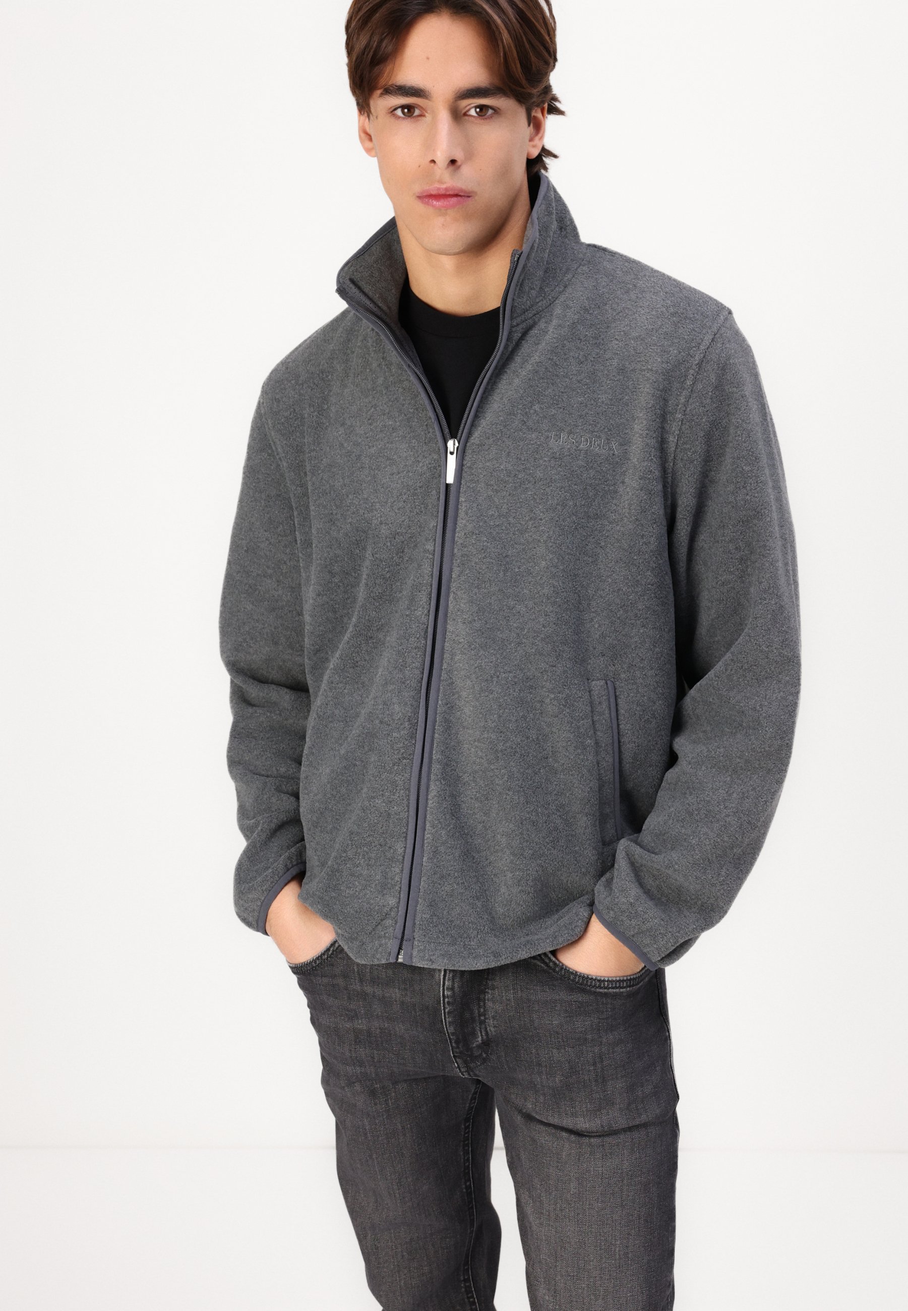 Les Deux ZIPPER JACKET - Fleece jacket - dark grey - Zalando.ie
