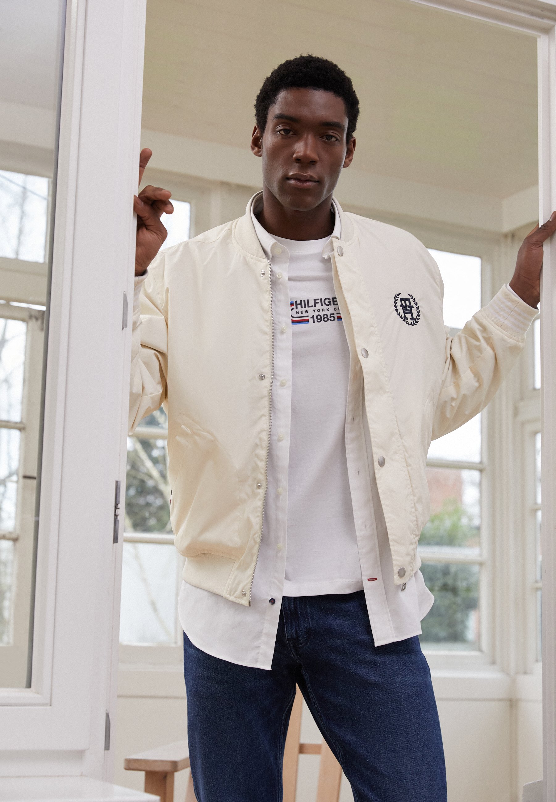 Bomber Jacket Tommy Hilfiger Denim Jacket With Logo On The Back 