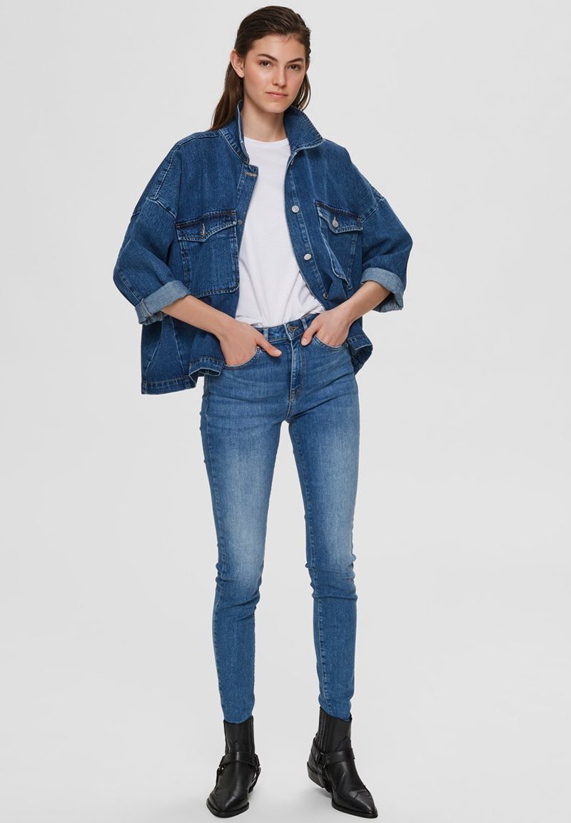dark blue oversized denim jacket