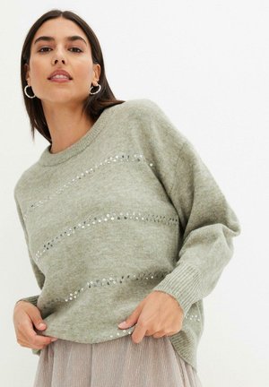 BOXY MIT PAILLETTEN - Pullover - green