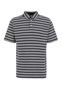 Tumši zils polo krekls ar baltām svītrām, ar apkakli un trim pogām. Izgatavots no teksturēta auduma.