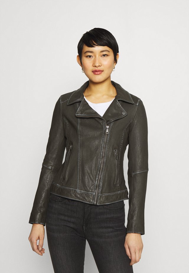 FOLLOW - Leather jacket - snow khaki