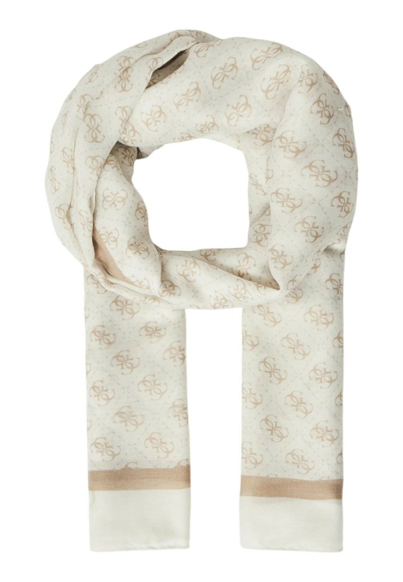 GUESS Sciarpa Embossed Logo 35x180 Cm, Cammello, Morbida Con Nappe