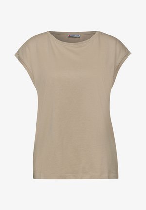 Street One, SHIRT WITH BOAT NECK AND DECORATIVE DETAIL - T-shirts basic - timeless beige